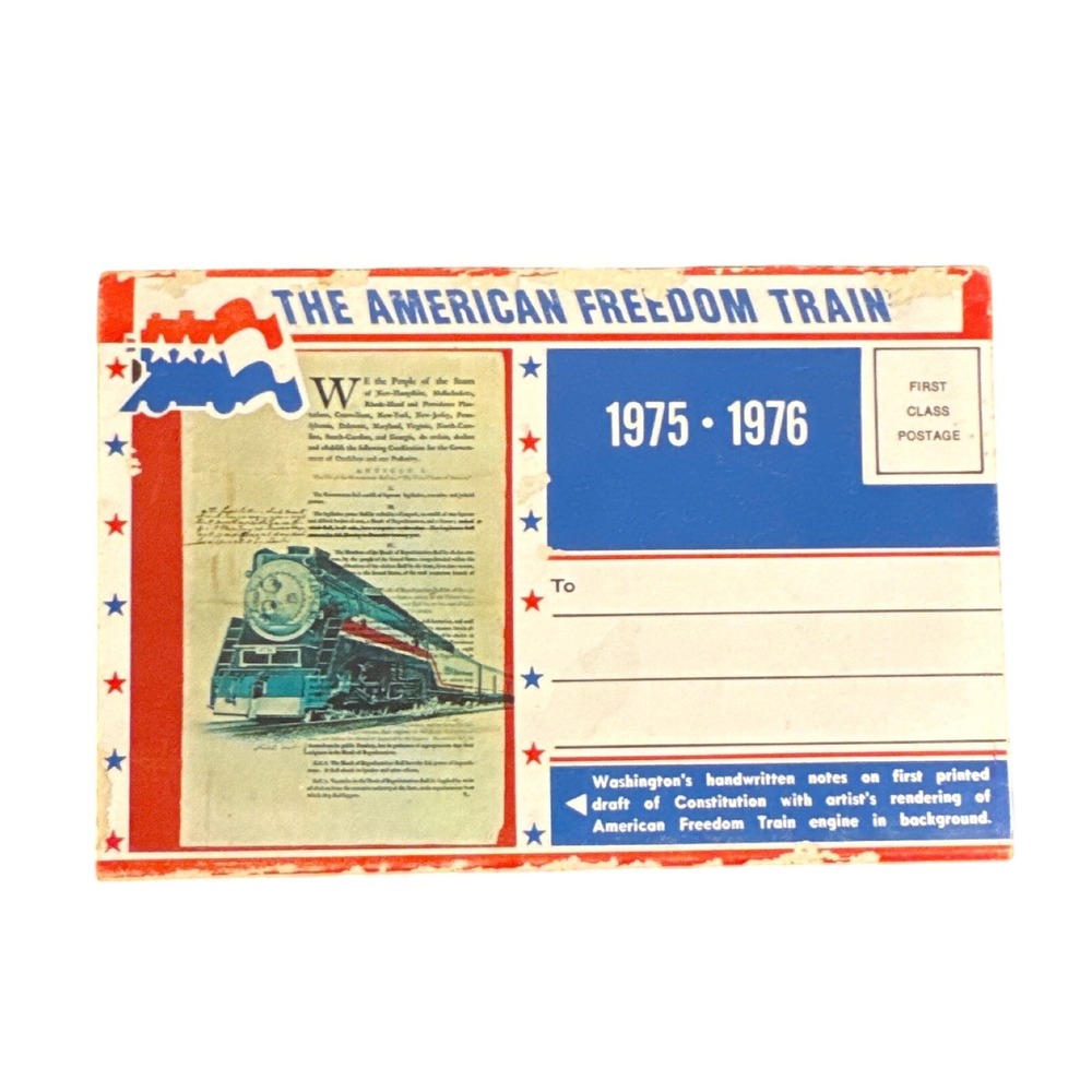 Vintage 1975-1976 American Freedom Train Souvenir Postcard Folder Bicentennial